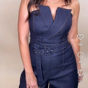 Vici Navy Strapless Jumpsuit New size small dark jean. Sport elegant